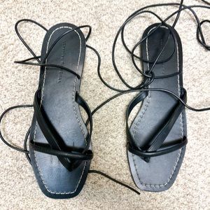 Loeffler Randall Lilla Black Thong Wrap Sandal